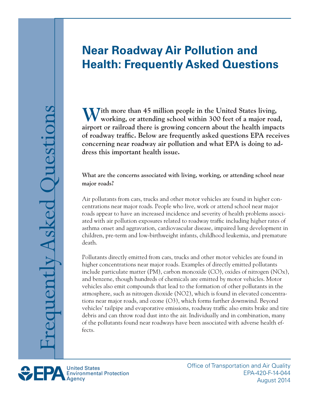 Near Roadway Air Pollution and Health