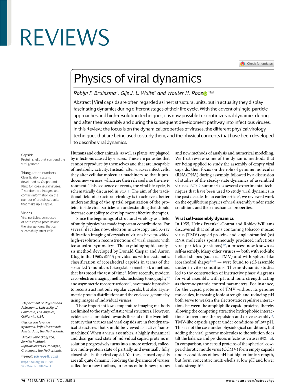 Physics of Viral Dynamics