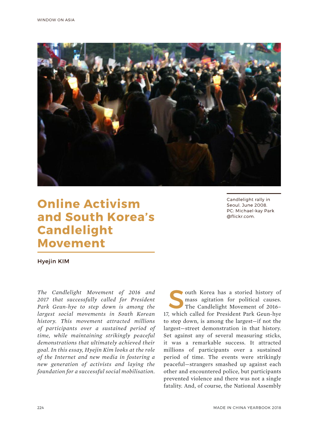 Online Activism and South Korea's Candlelight Movement