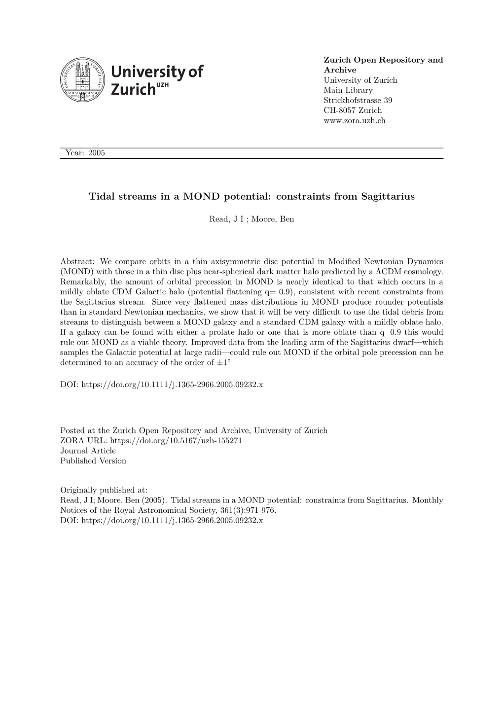 Tidal Streams in a MOND Potential: Constraints from Sagittarius