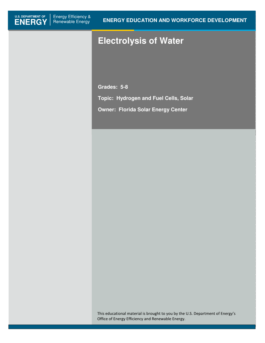 Electrolysis of Water