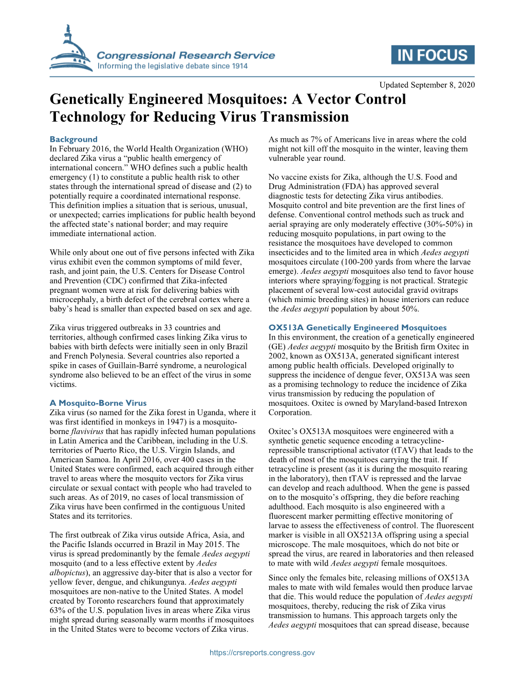 Genetically Engineered Mosquitoes: a Vector Control Technology for Reducing Virus Transmission