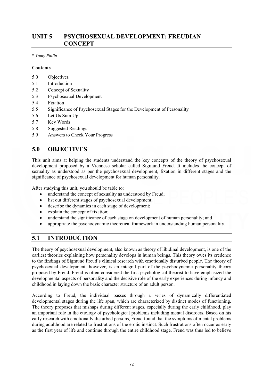 Unit 5 Psychosexual Development: Freudian Concept