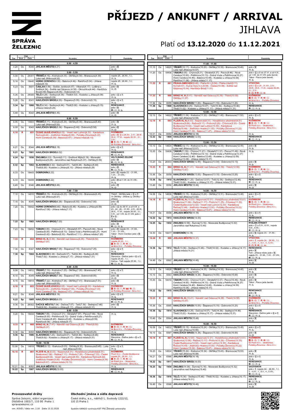 JIHLAVA Platí Od 13.12.2020 Do 11.12.2021