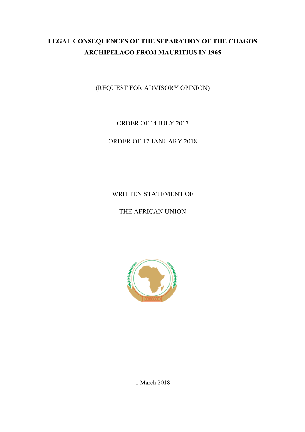 Written Statement, the African Union