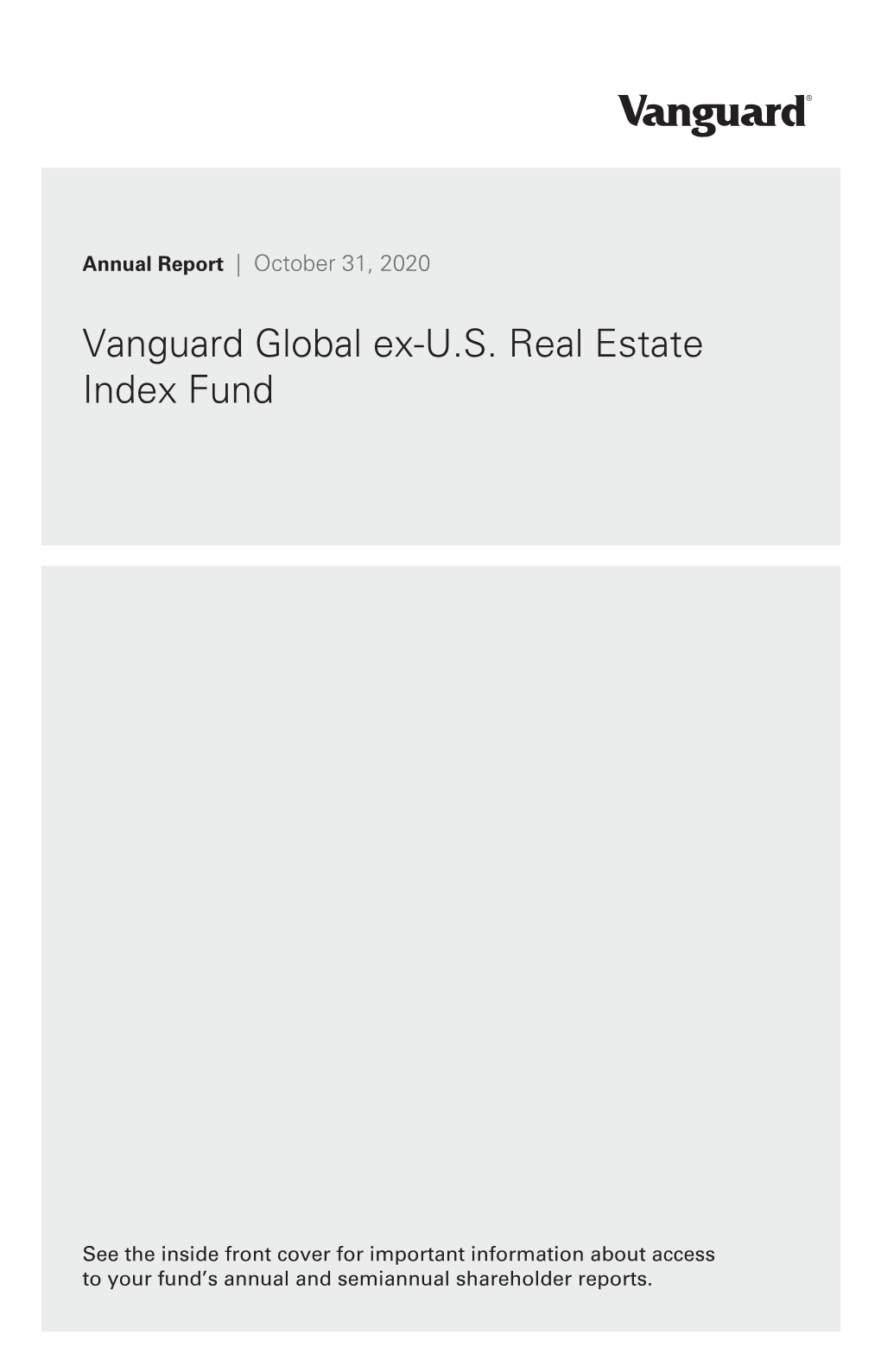 Vanguard Global Ex-U.S. Real Estate Index Fund Annual Report October 31, 2020
