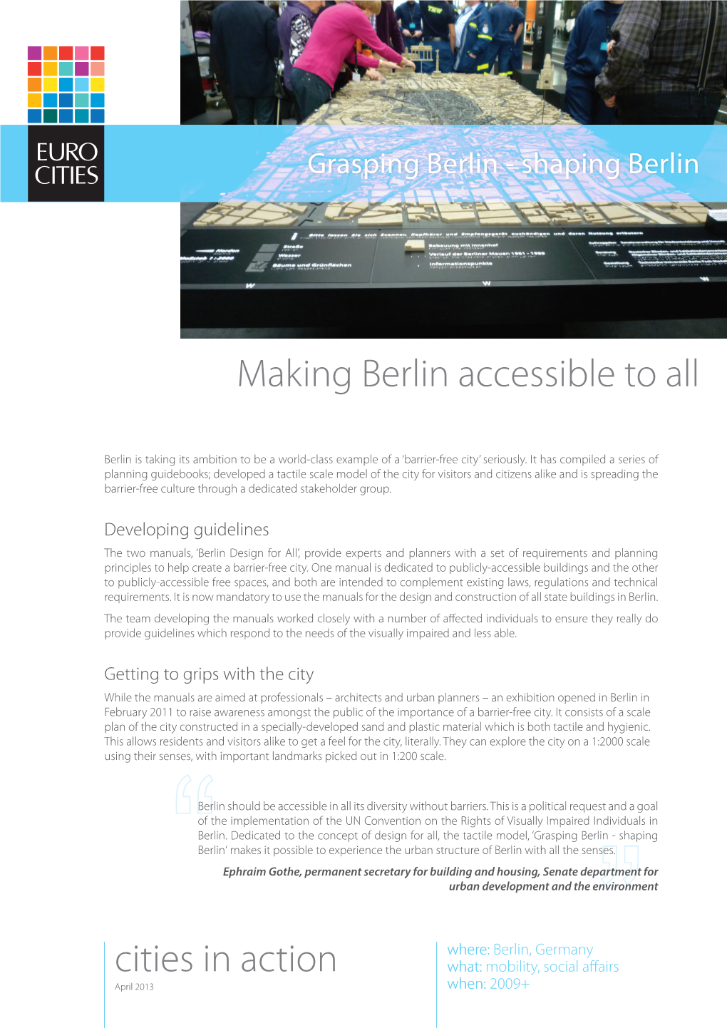 Cities in Action Making Berlin Accessible To