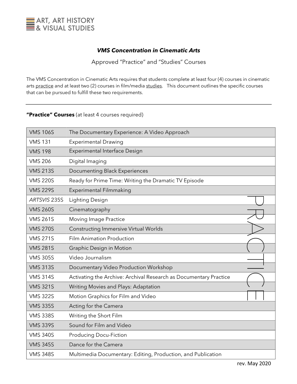 Practice” and “Studies” Courses