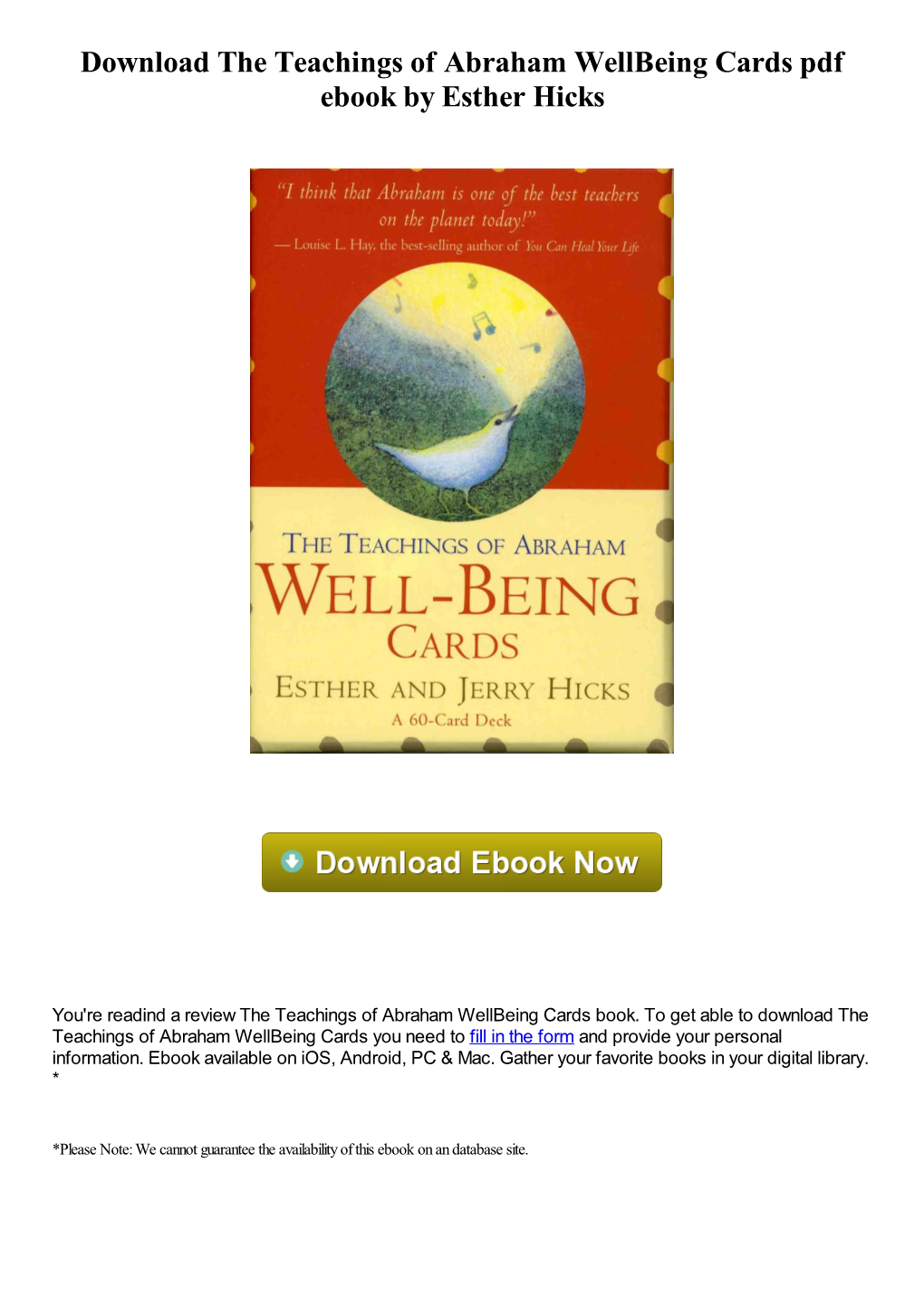 Download the Teachings of Abraham Wellbeing Cards Pdf Book By