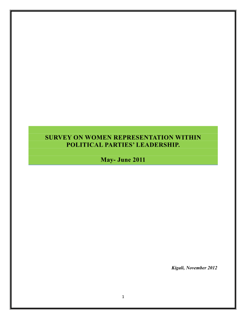 Survey on Women Representation Within Political Parties’ Leadership