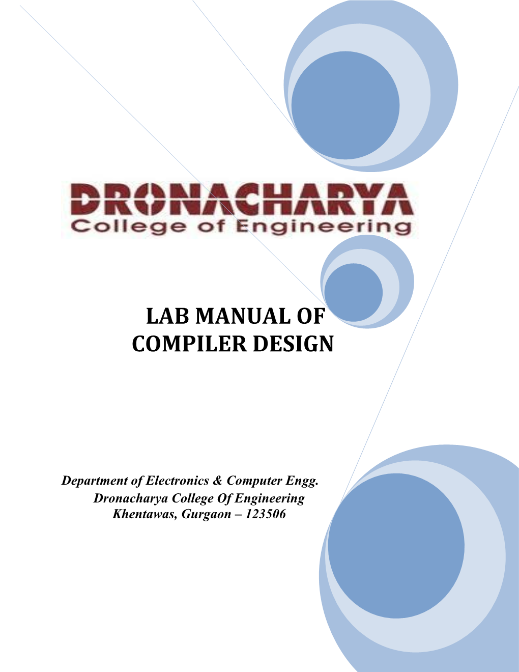 Lab Manual of Compiler Design