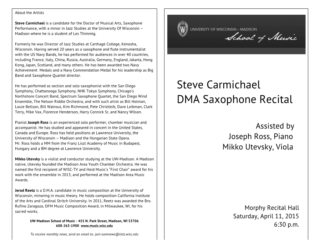Steve Carmichael DMA Saxophone Recital