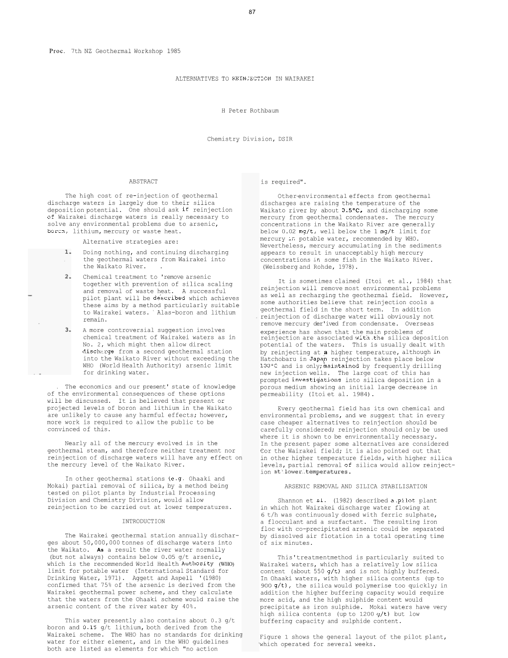 Proc. 7Th NZ Geothermal Workshop 1985