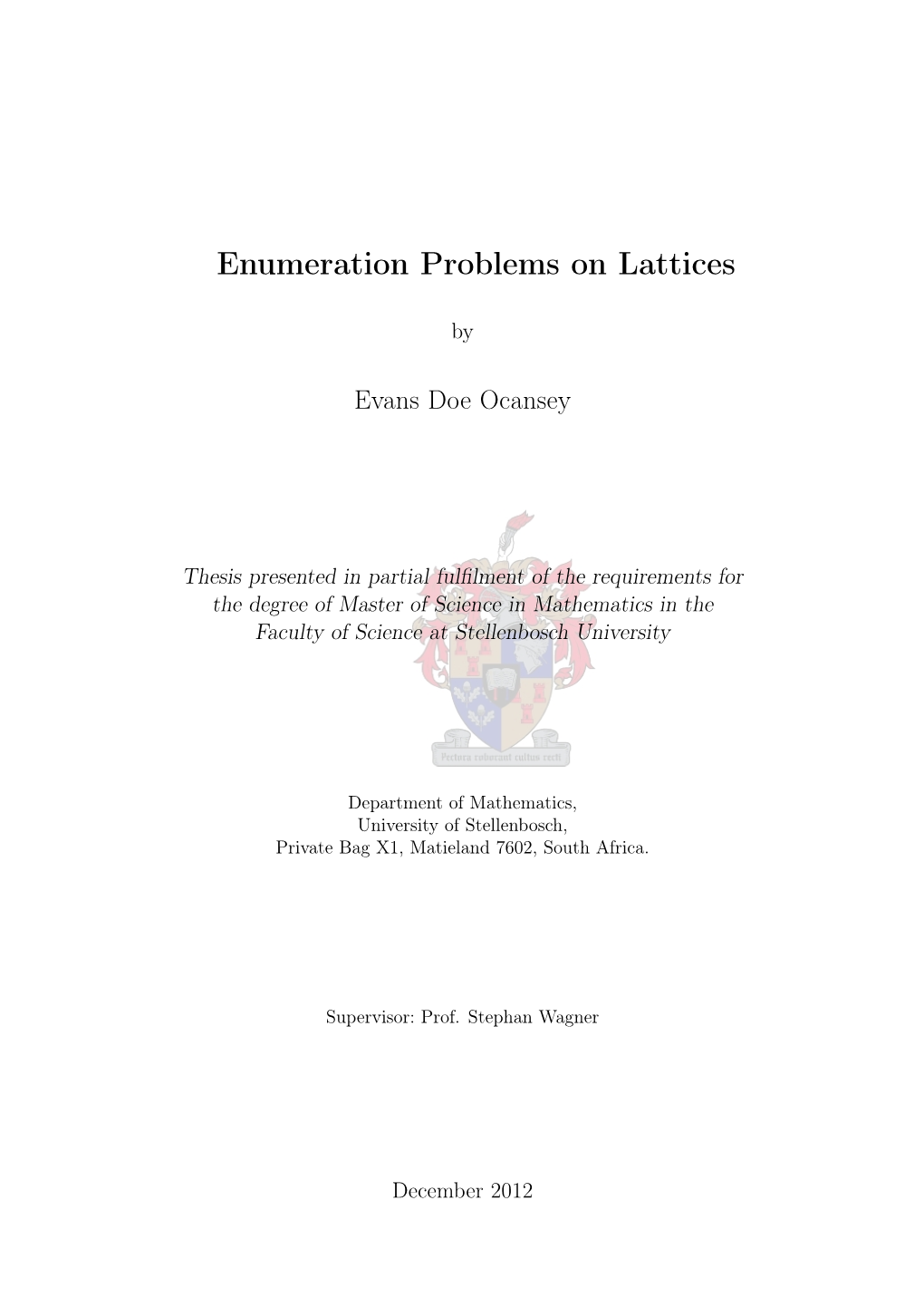 Enumeration Problems on Lattices