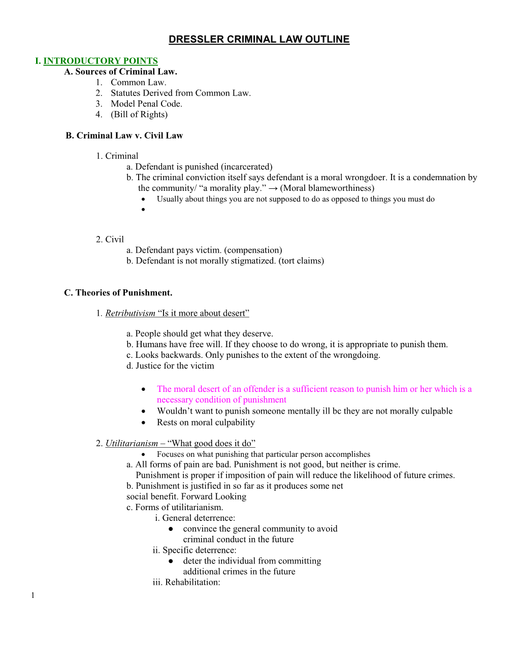 Dressler Criminal Law Outline