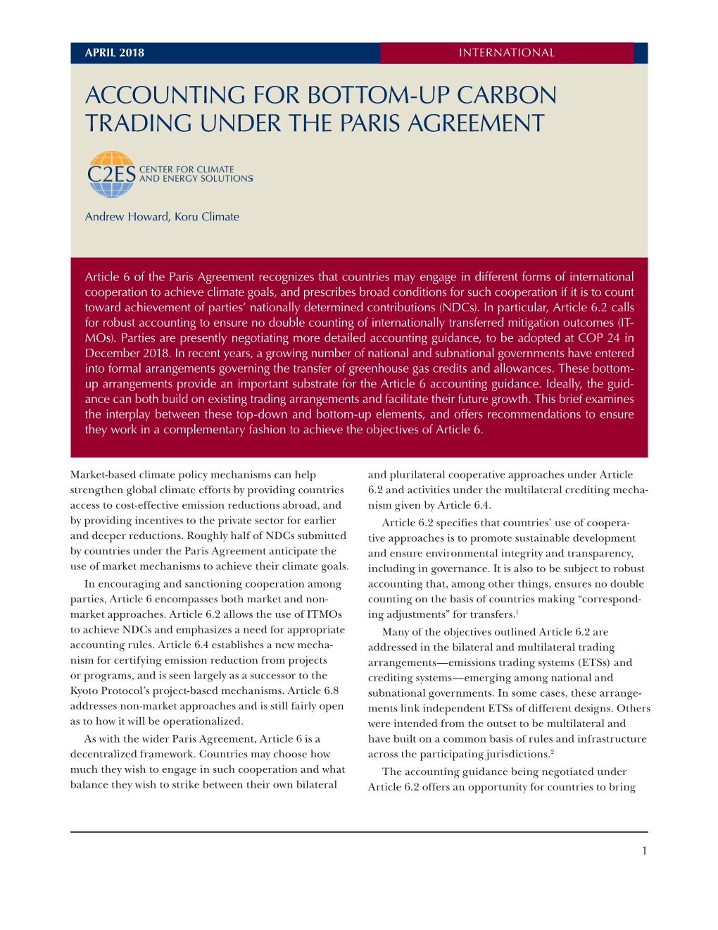 Accounting for Bottom-Up Carbon Trading Under the Paris Agreement