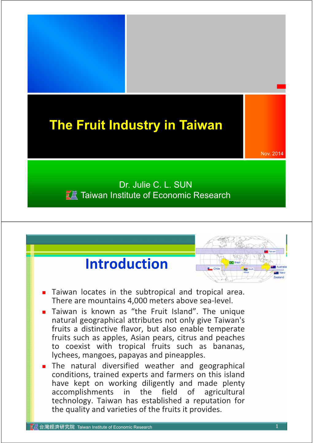 The Fruit Industry in Taiwan