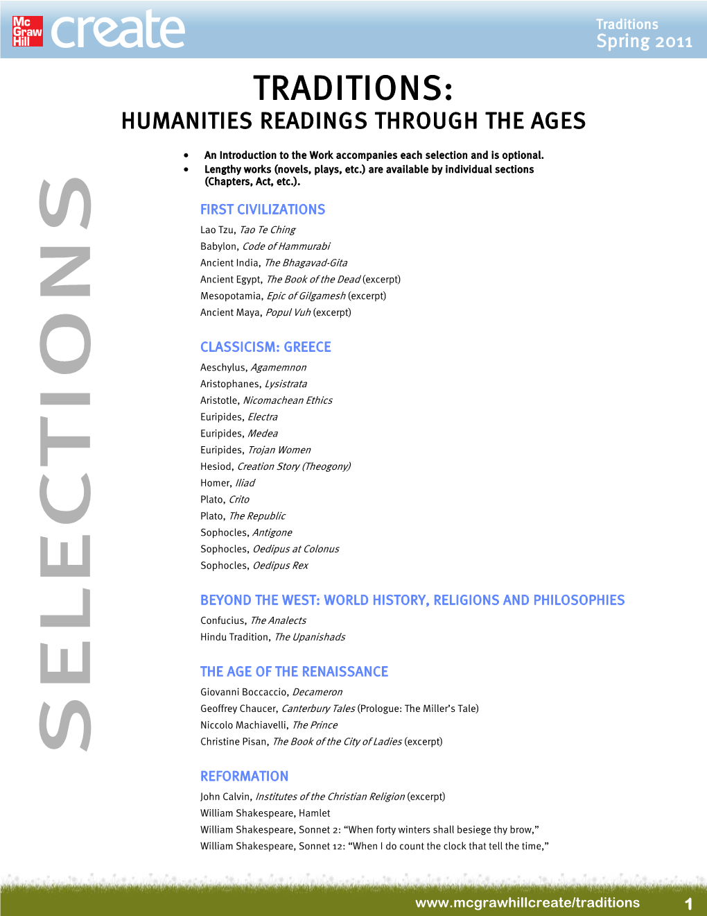 Traditions: Humanities Readings Through the Ages