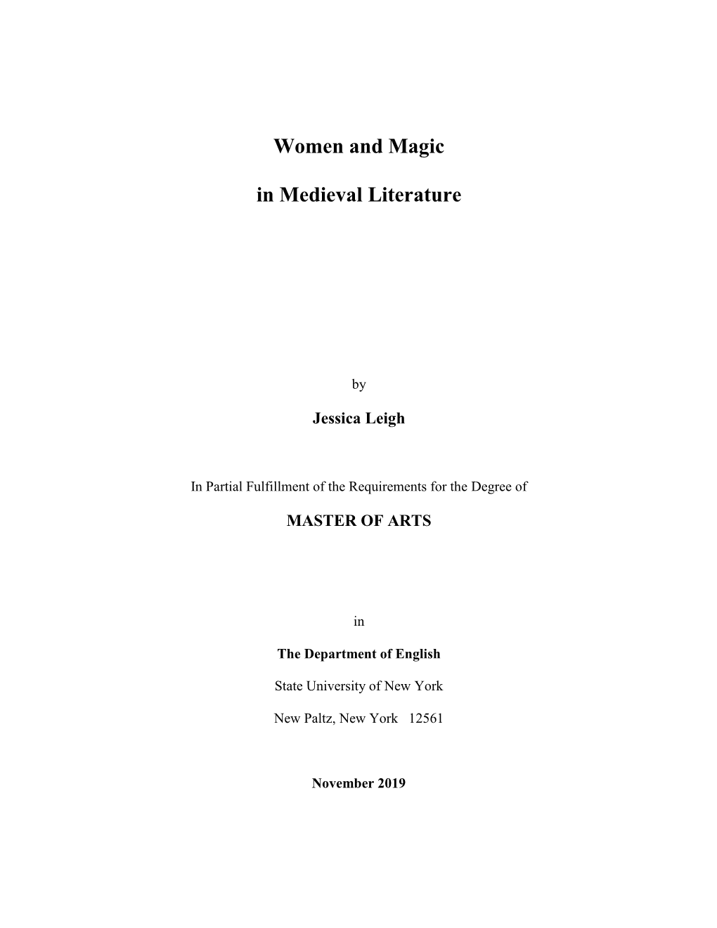 Women and Magic in Medieval Literature