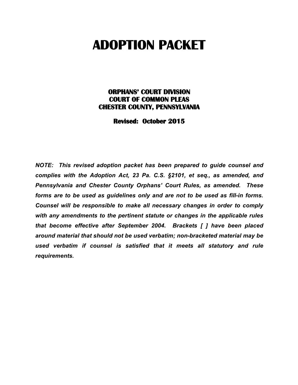 Adoption Packet