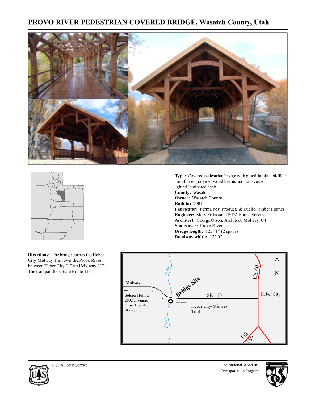 PROVO RIVER PEDESTRIAN COVERED BRIDGE, Wasatch County, Utah