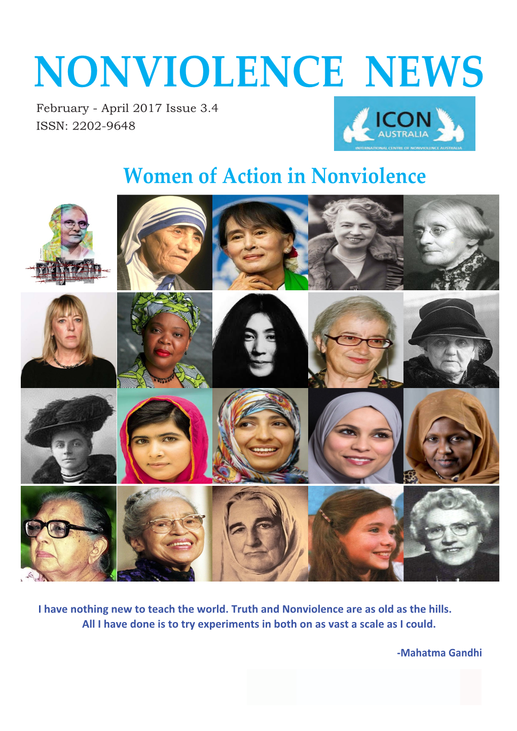 NONVIOLENCE NEWS February - April 2017 Issue 3.4 ISSN: 2202-9648