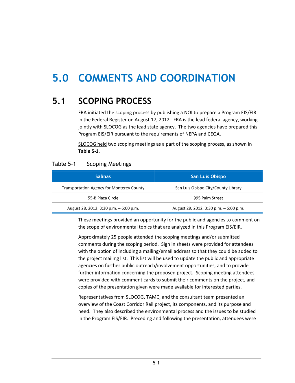 Coast Corridor Improvements ROD & Final Program EIS/EIR