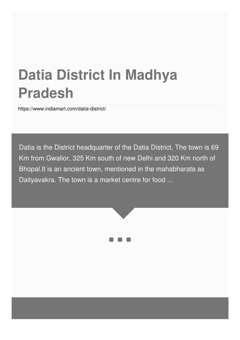 Datia District in Madhya Pradesh