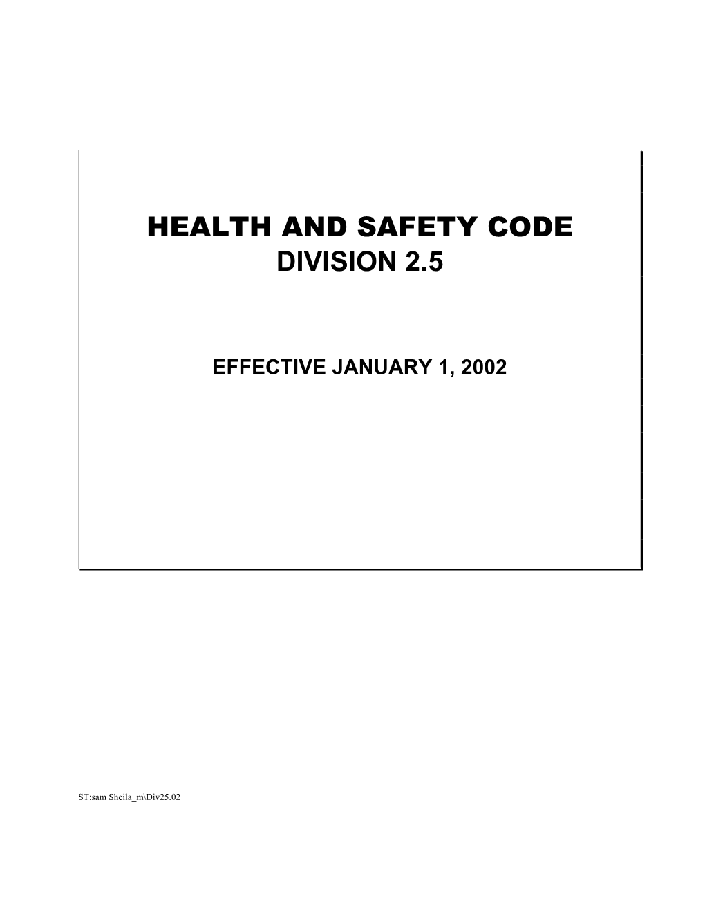 Health and Safety Code