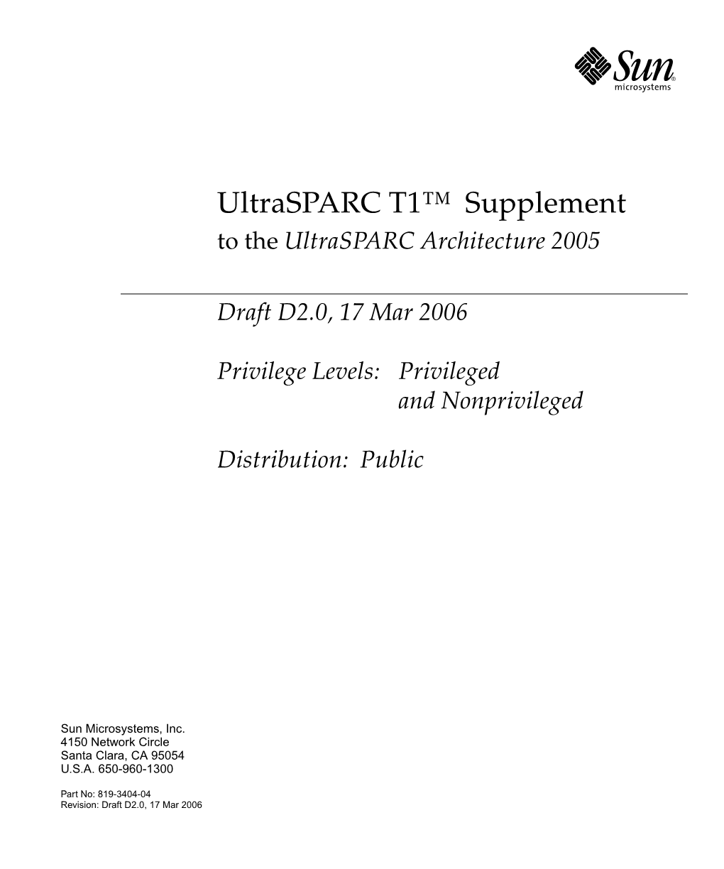 Ultrasparc T1™ Supplement to the Ultrasparc Architecture 2005