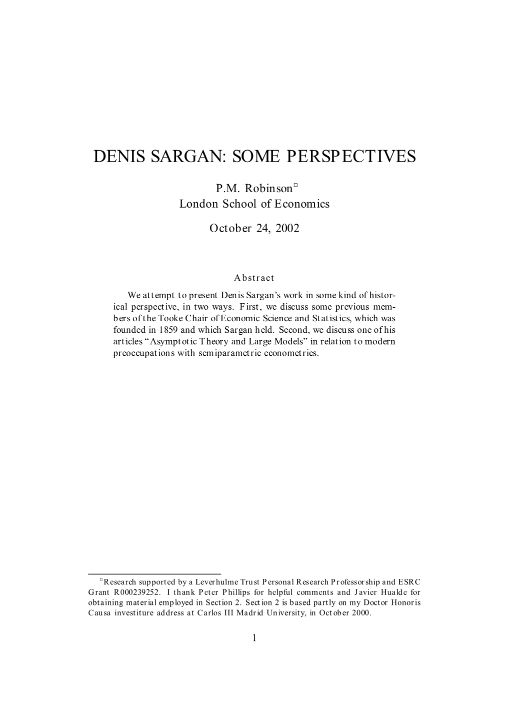 Denis Sargan: Some Perspectives