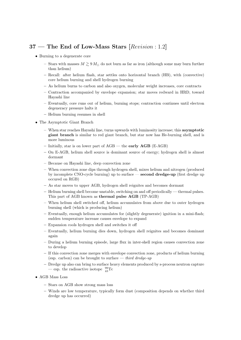 37 — the End of Low-Mass Stars [Revision : 1.2]