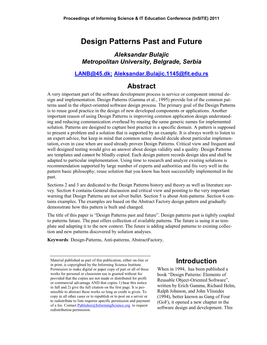 Design Patterns Past and Future