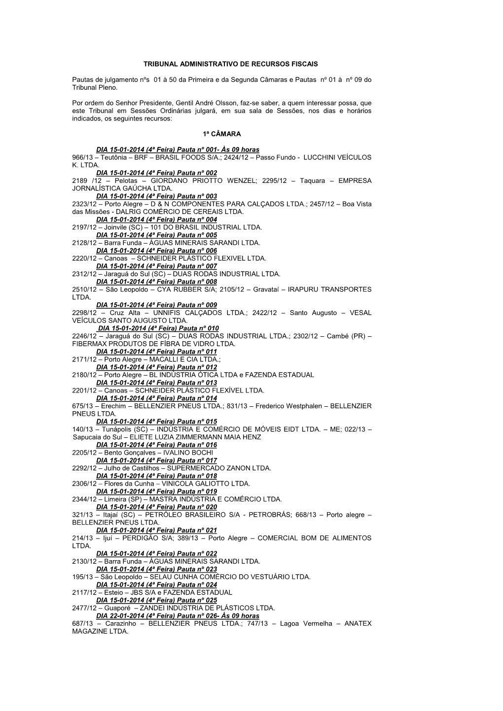 Tribunal Administrativo De Recursos Fiscais