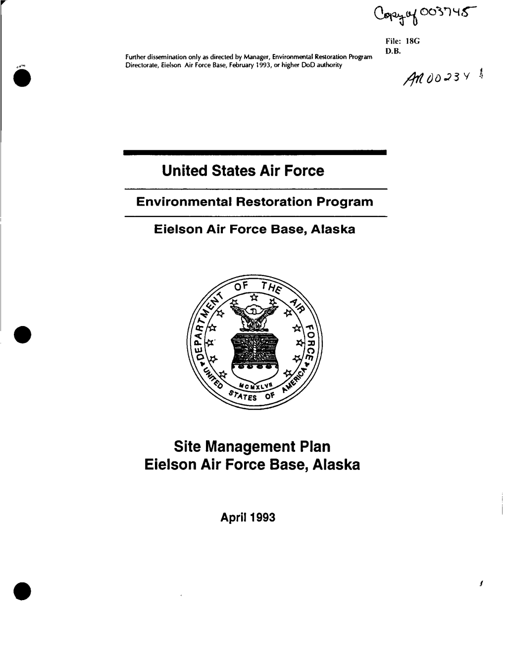 Environmental Restoration Program Elelson Air Force Base, Alaska