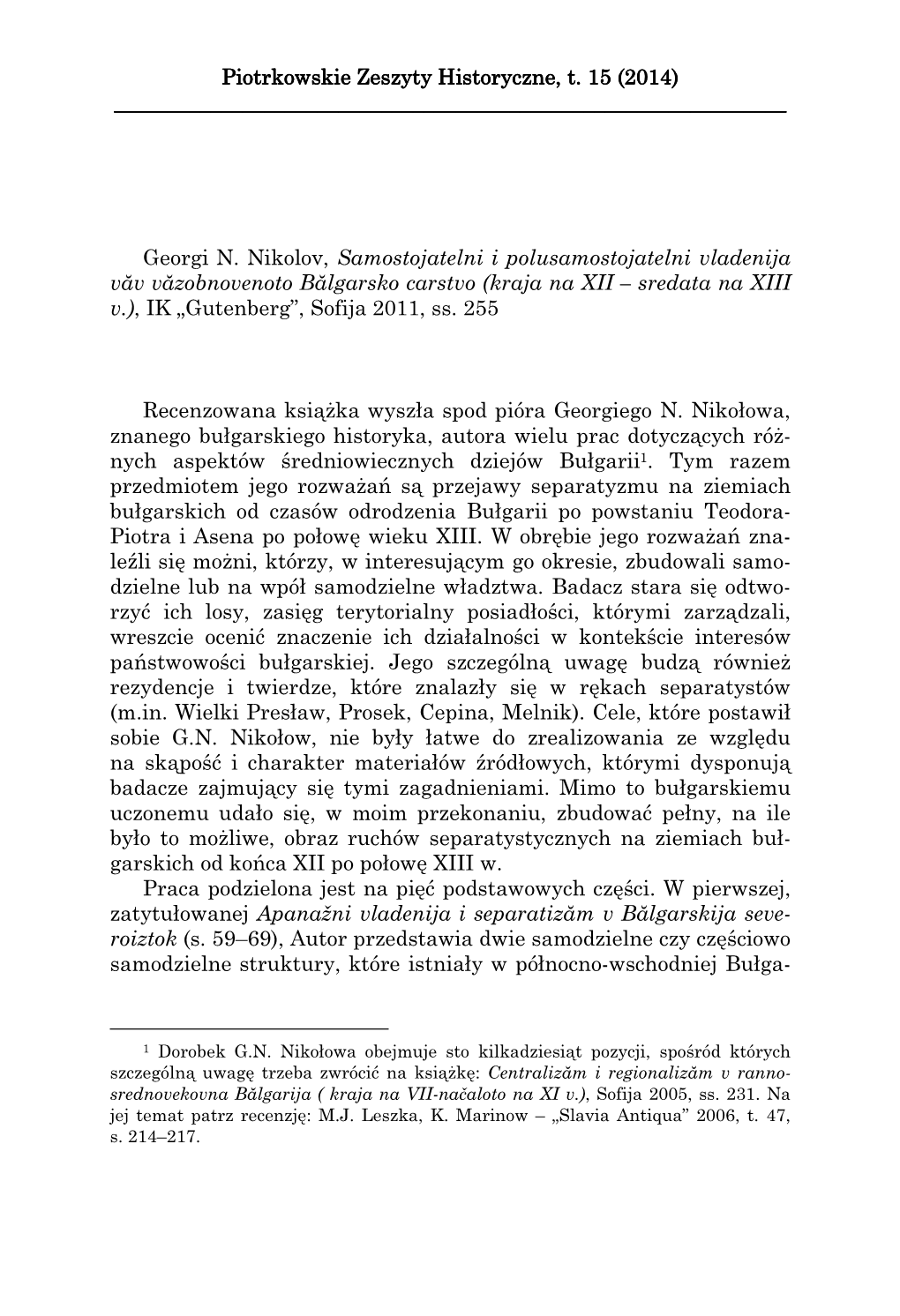 Piotrkowskie Zeszyty Historyczne, T. 15 (2014) ______