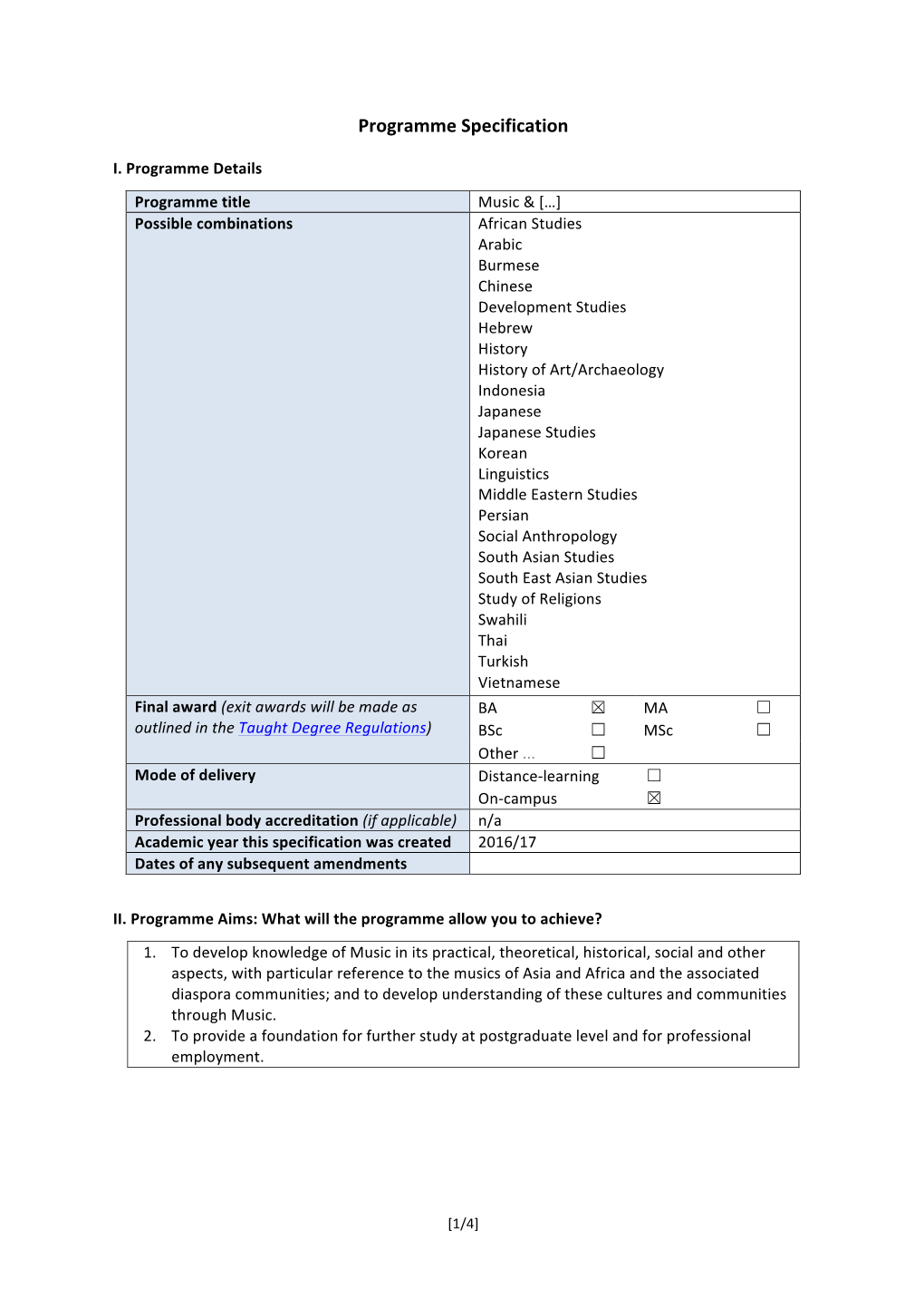 Programme Specification