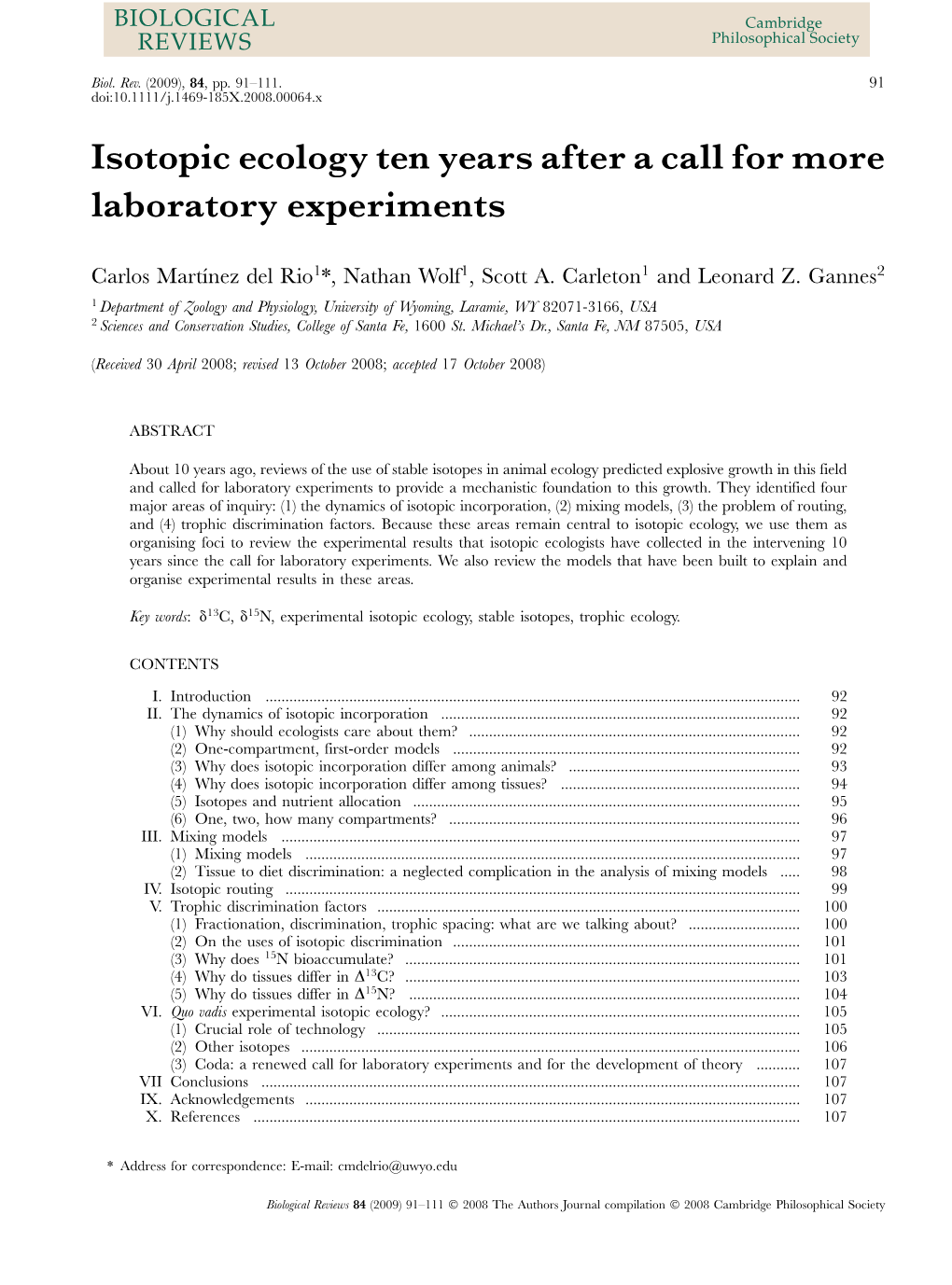 Isotopic Ecology Ten Years After a Call for More Laboratory Experiments