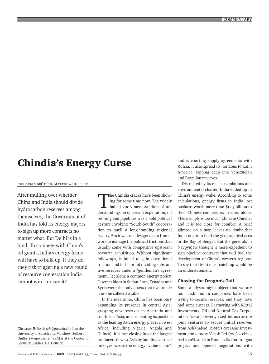 Chindia's Energy Curse