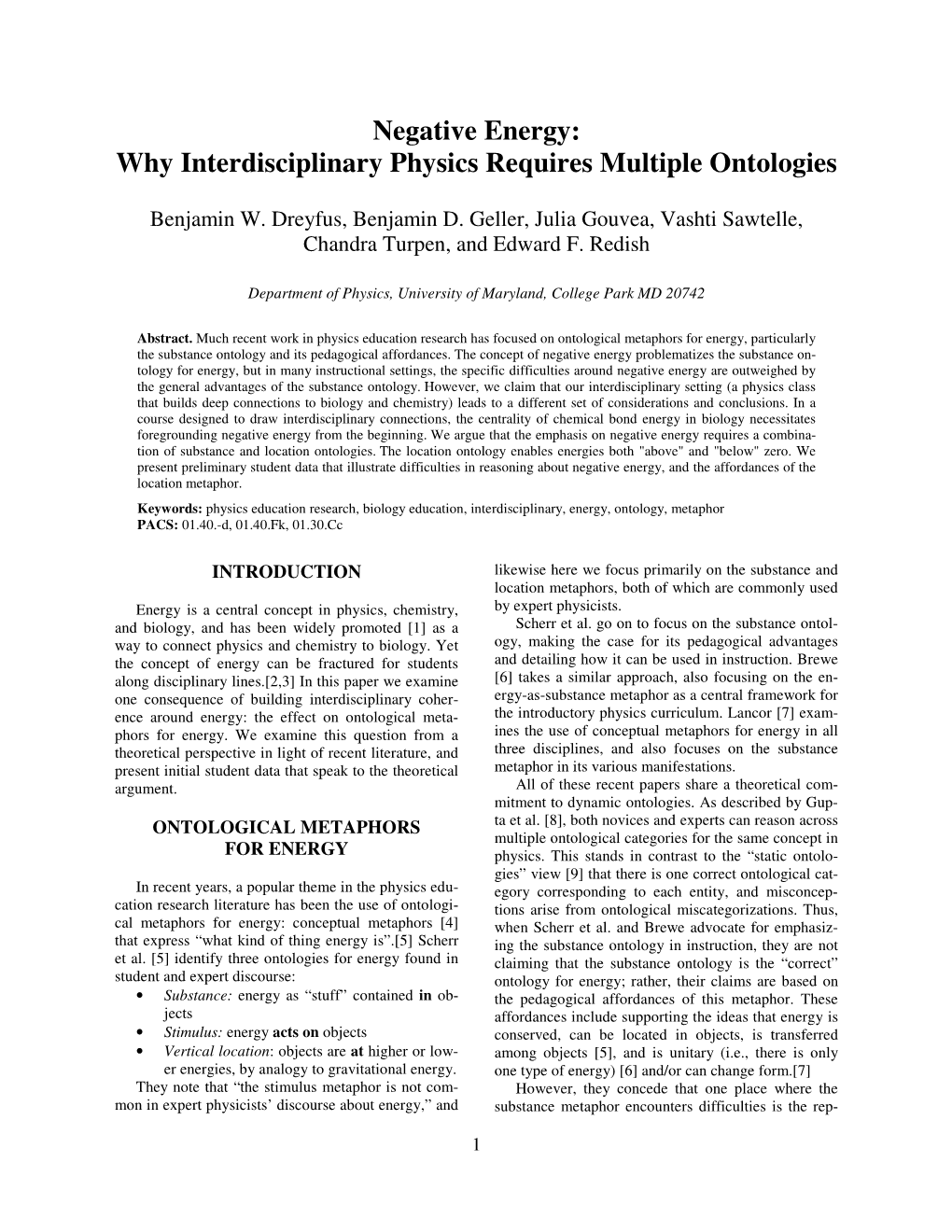 Negative Energy: Why Interdisciplinary Physics Requires Multiple Ontologies