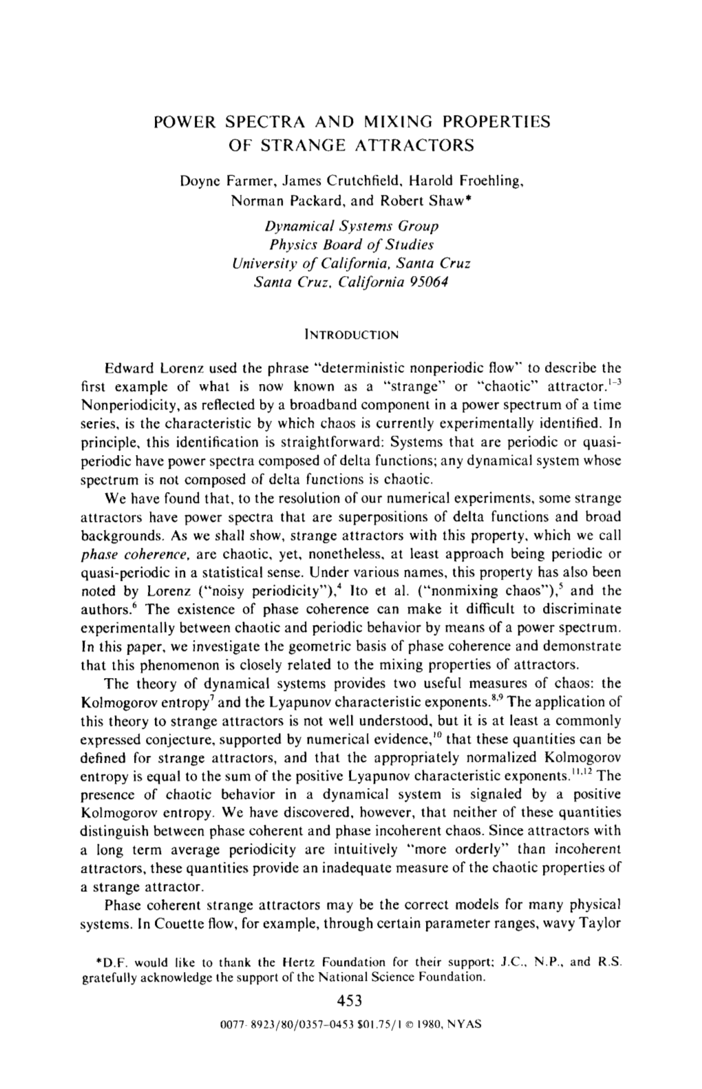 Power Spectra and Mixing Properties of Strange Attractors