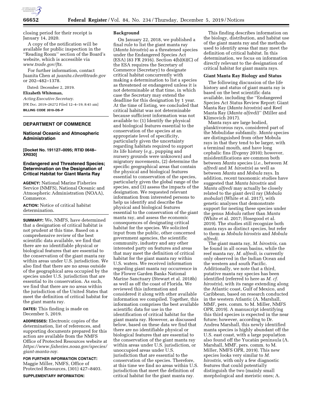 Federal Register/Vol. 84, No. 234/Thursday, December 5, 2019