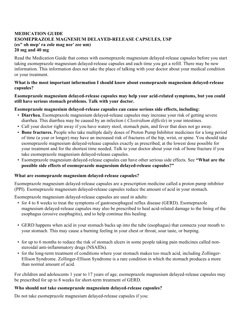 Medication Guide Esomeprazole Magnesium