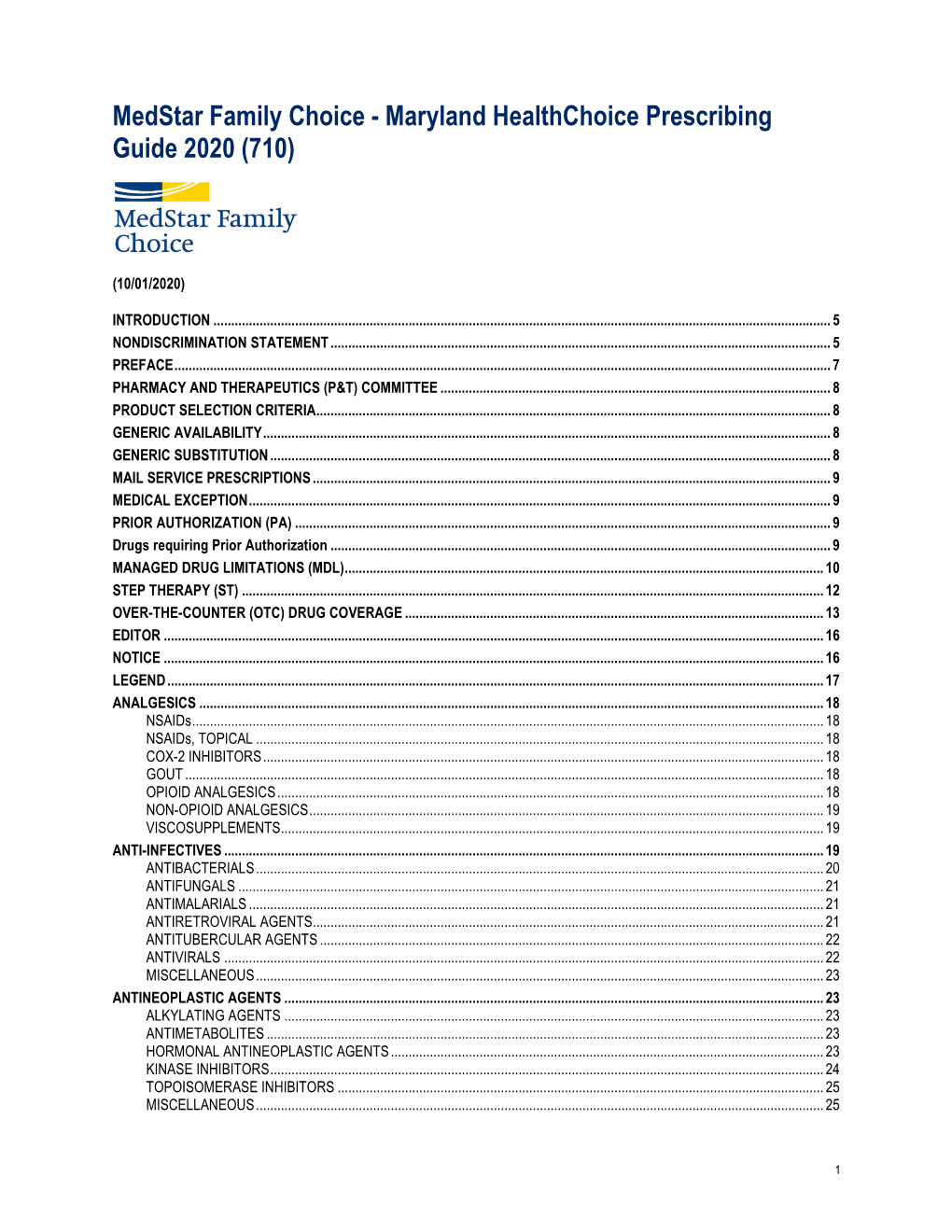 Medstar Family Choice - Maryland Healthchoice Prescribing Guide 2020 (710)