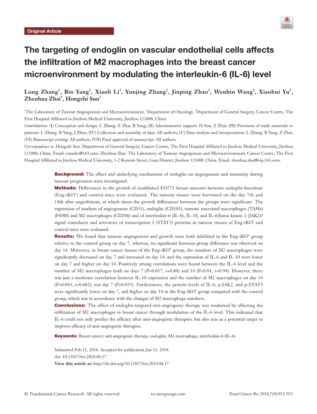 The Targeting of Endoglin on Vascular Endothelial Cells Affects The