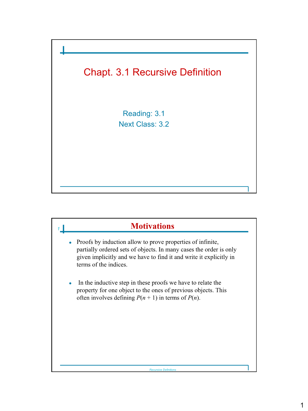 Chapt. 3.1 Recursive Definition