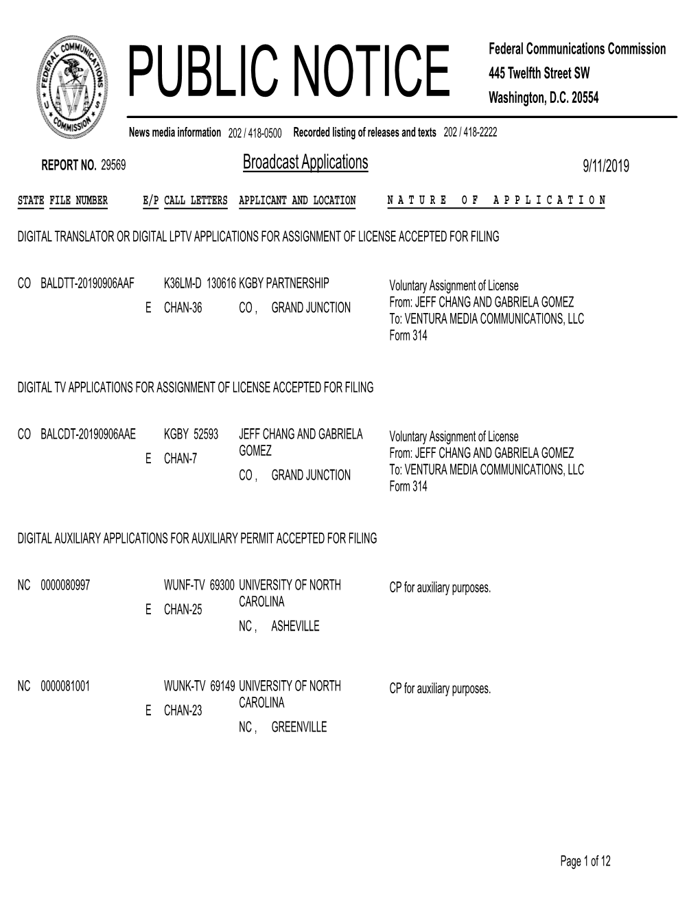 Broadcast Applications 9/11/2019