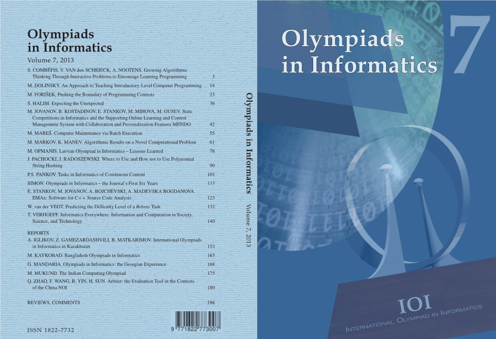 Olympiads in Informatics 7 M