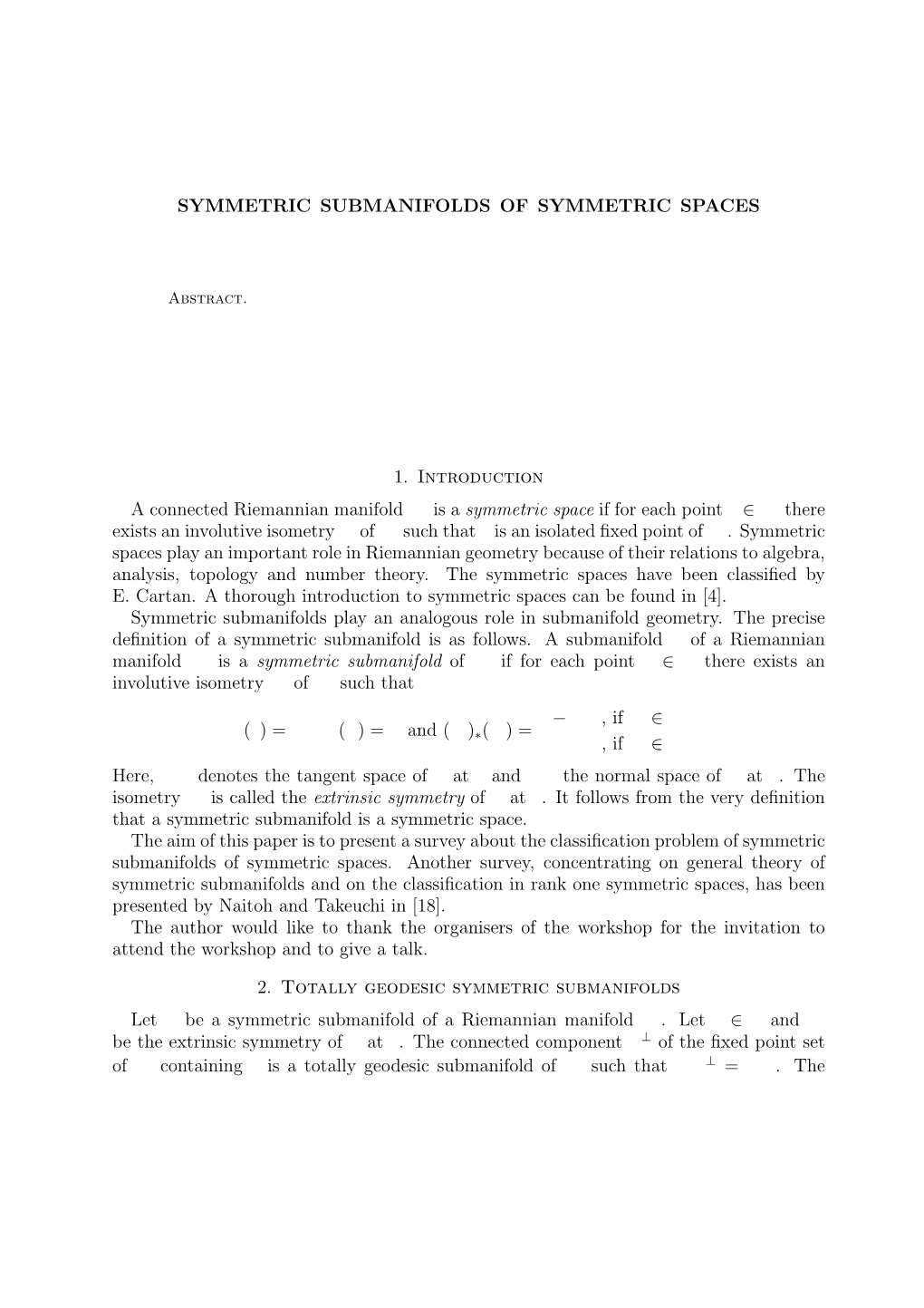 Symmetric Submanifolds of Symmetric Spaces 11