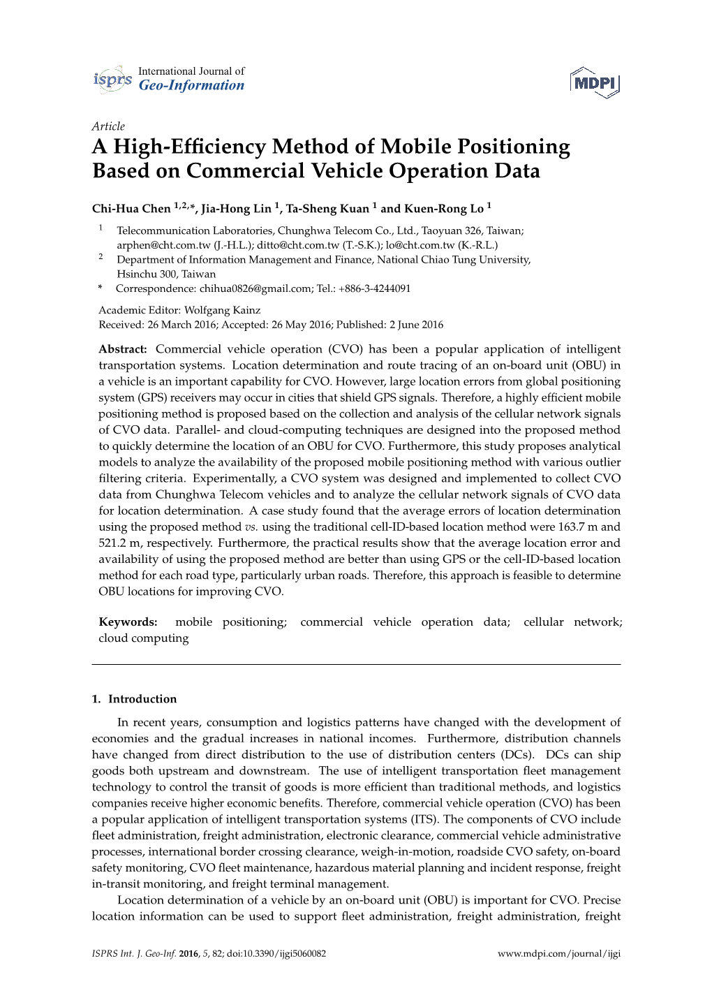 A High-Efficiency Method of Mobile Positioning Based on Commercial